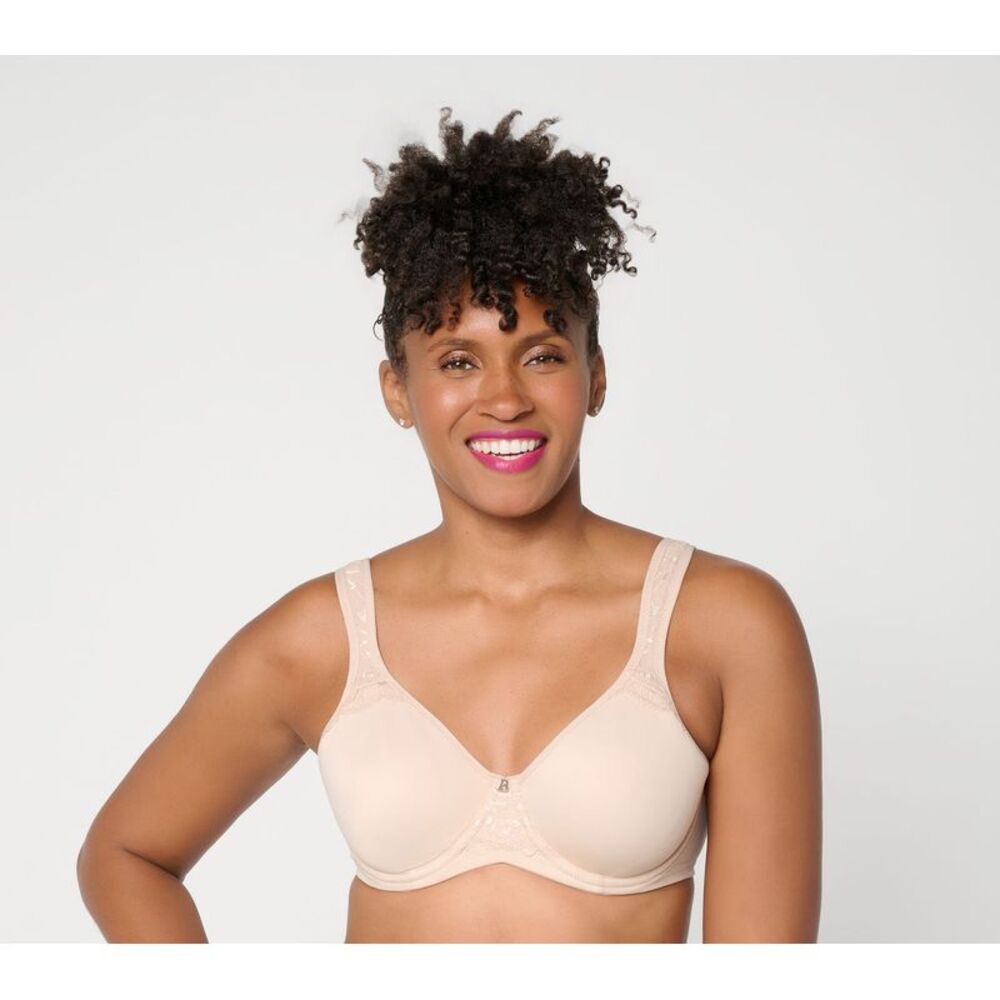 Breezies Women's Bra Sz 42B Natural Curves Lace Trim Underwire Pink